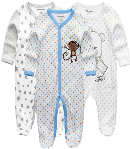 Kiddiezoom Baby-Jungen Mädchen Schlafstrampler, 3er Pack