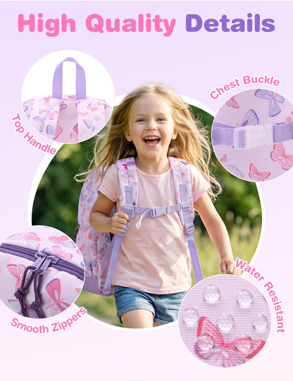 Rucksack für Mädchen, 4-6 Jahre, Schulrucksack mit Seitentaschen und Brustgurt, 127-Einhorn, one size, Niedlich