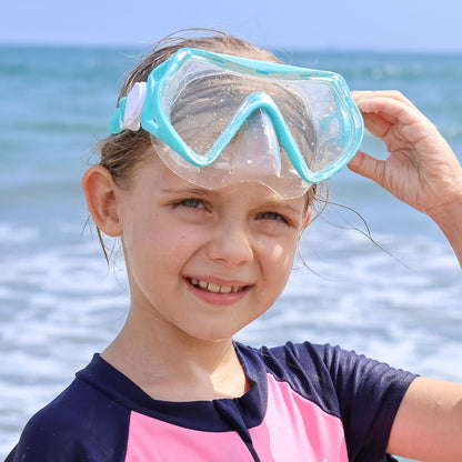 Findway Children's Diving Goggles, Swimming Goggles, Snorkel Mask for Boys Girls Teenagers, Diving Mask with Nose Cover, 180° Panorama, HD, Anti-Fog, Anti-Leak, Diving Goggles for Children 4-16 Years