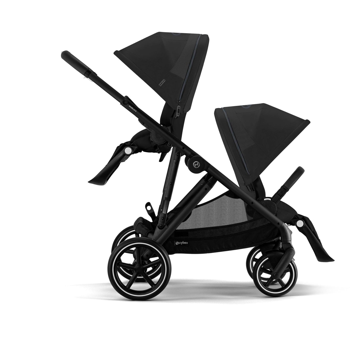 CYBEX Gold Kinderwagen e-GAZELLE S, Ab Geburt bis ca. 4 Jahre, Max. 22 kg (Single-Modus) / 2x 22 kg (Duo-Modus), All-in-1-System mit E-Antrieb und 20+ Konfigurationen, Stone Grey