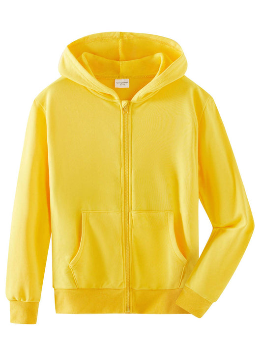 Spring&amp;Gege Boys Hoodie Sweat Jacket Basic Solid Color Cotton Hooded Jacket for Children (3-12 Years) 