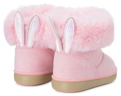 Gaatpot Baby Boots, Girls' Boots, Winter Shoes, Snow Boots, Children's Slip-On Boots, Warm Plush Lined, Comfortable, Rabbit Ears, Shoes, EU 20-29