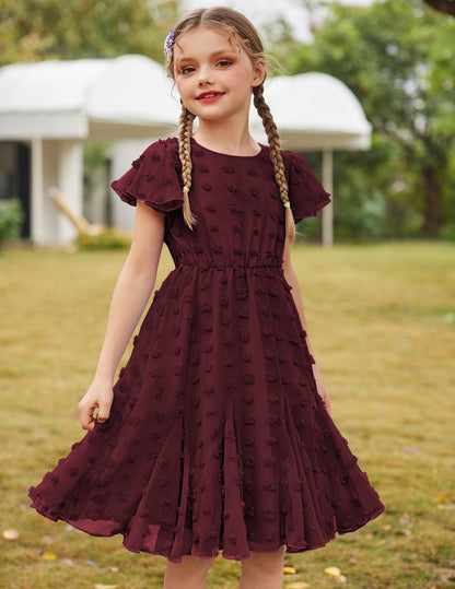 Flypigs Kleid Mädchen Festlich Hochzeit Party Kurzarm Sommer Freizeitkleid Prinzessin Chiffon Kleider Kinder Teenager Kleidung 3-12 Jahre