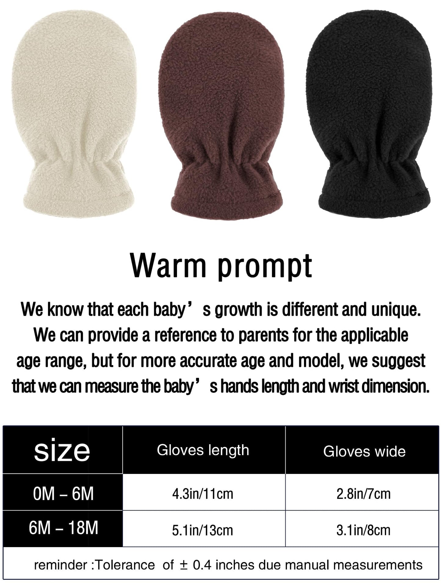 Boyiee 3 Pairs Newborn Baby and Toddler Winter Mittens Gloves Fleece