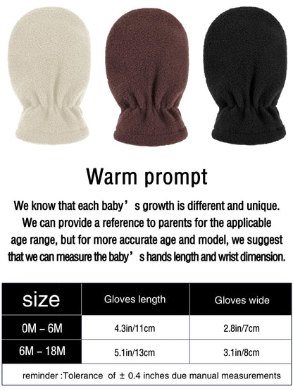 Boyiee 3 Pairs Newborn Baby and Toddler Winter Mittens Gloves Fleece