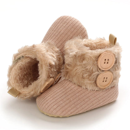 Newborn Warm Winter Booties, Organic Cotton Lining and Non-Slip Stripes, Booties, Sock Shoes for Winter with Soft Sole, Crawling Shoes, Size 0 - 18 Months, Baby Boys and Girls, Prewalker and Toddler Shoes
