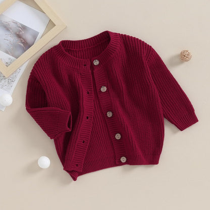 FOMOYUU Strickjacke für Kleinkinder und Neugeborene, Mädchen, langärmelig, Knopfleiste, Sweatshirt, Jacke, Herbst-Outfits
