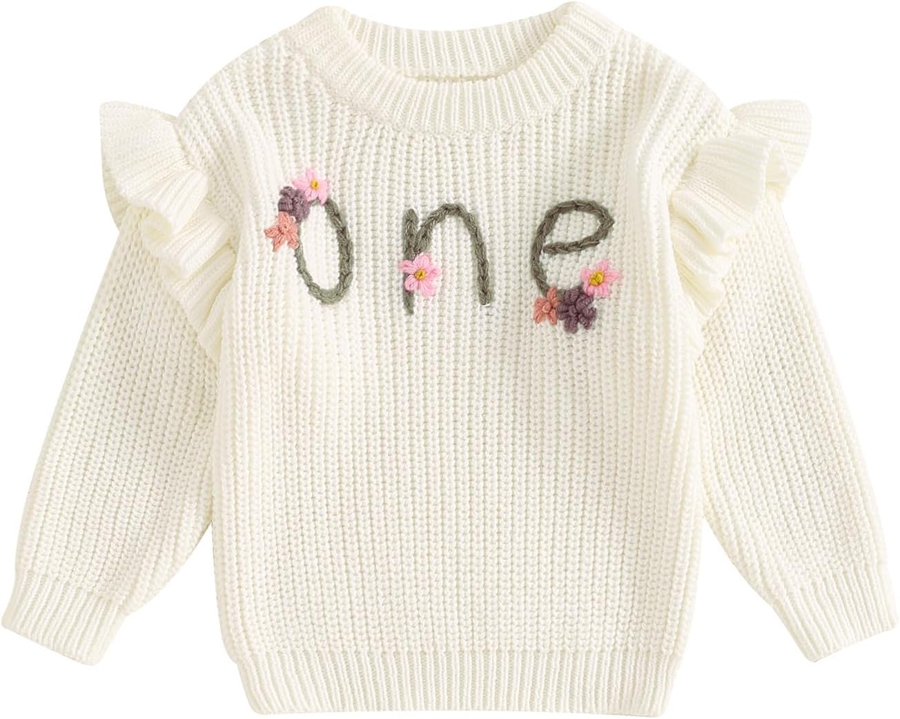 L&ieserram Baby Mädchen Jungen 1. Geburtstag Gestrickt Pullover Jumper Langarm Strickpullover Pulli Kleinkinder Kleidung Outfit Knitted Sweater 1 Jahr