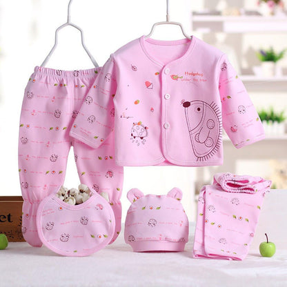 5 Stück Neugeborenen 0-3 M Jungen Mädchen Baby Baumwolle Kleidung Tops Hut Hosen Anzug Outfit Sets Eine Größe