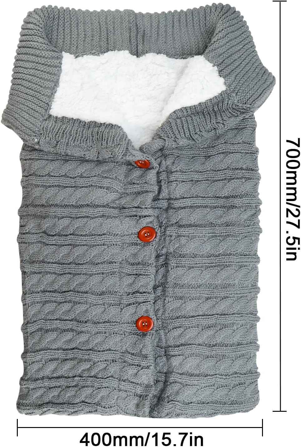 LPZMPZ Winterfußsack, Fußsack Kinderwagen, Universal Wintersack Buggy, Stricken Footmuff, Babyschlafsack Winter mit Fleece, Warmes Fußsäcke, Kinderwagendecke für Baby von 0-12 Monaten (Grau)
