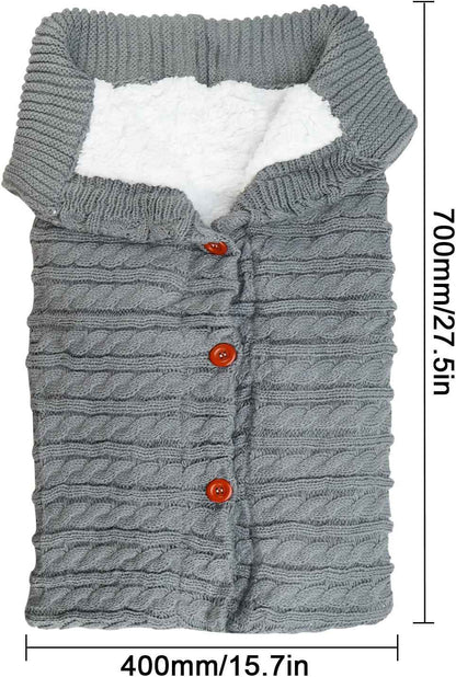 LPZMPZ Winterfußsack, Fußsack Kinderwagen, Universal Wintersack Buggy, Stricken Footmuff, Babyschlafsack Winter mit Fleece, Warmes Fußsäcke, Kinderwagendecke für Baby von 0-12 Monaten (Grau)