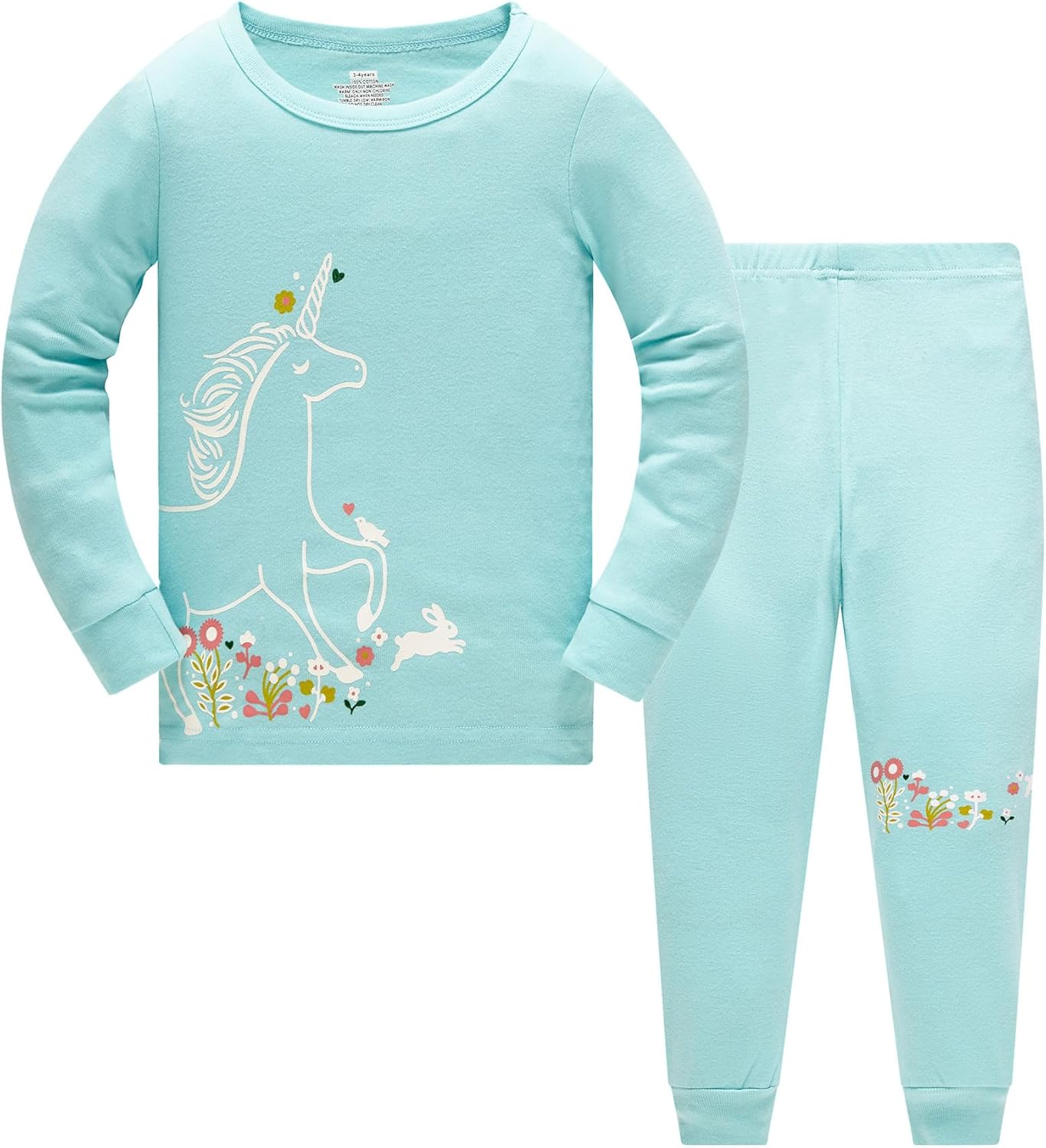 TEDD Girls' Pyjamas, Cotton, Cute, Unicorn, Long Sleeves, Two-Piece Pyjamas Set, Kids’ Sleepwear, Winter, Christmas, Sizes 1-12 Years