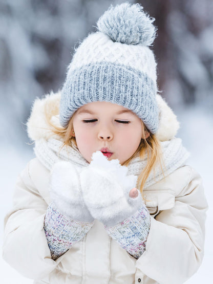Geyoga 3er Pack Fingerlose Handschuhe mit Klappe Damen Winter Halbfinger Fäustlinge Handschuhe für Kinder