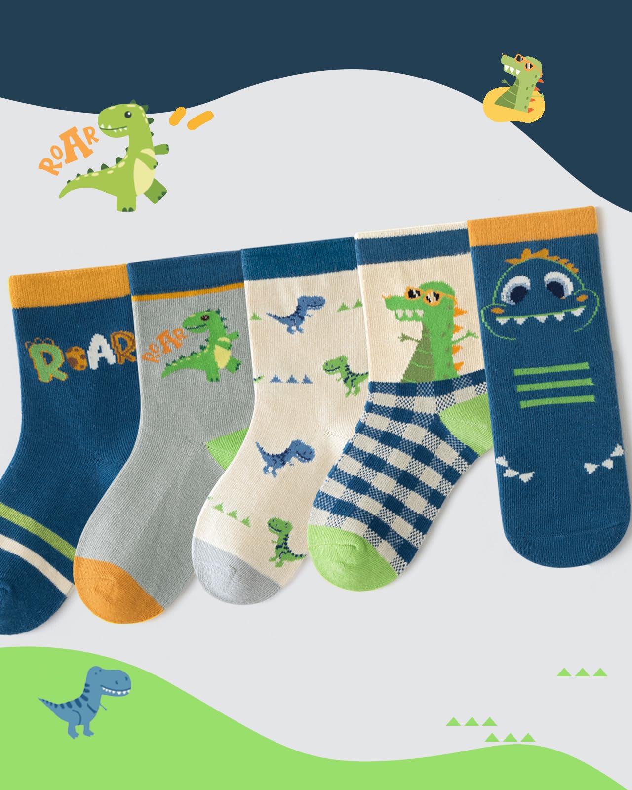 Kyopp 10 Paar Socken Kinder Mädchen und Jungen Funny Socken Lustig Animals Cotton Socken Crew Socks Winter/Sommer