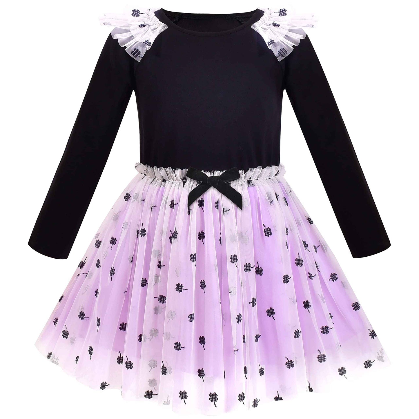 Girls' Long-Sleeve Tutu Skirt Tie Party Size 110–146