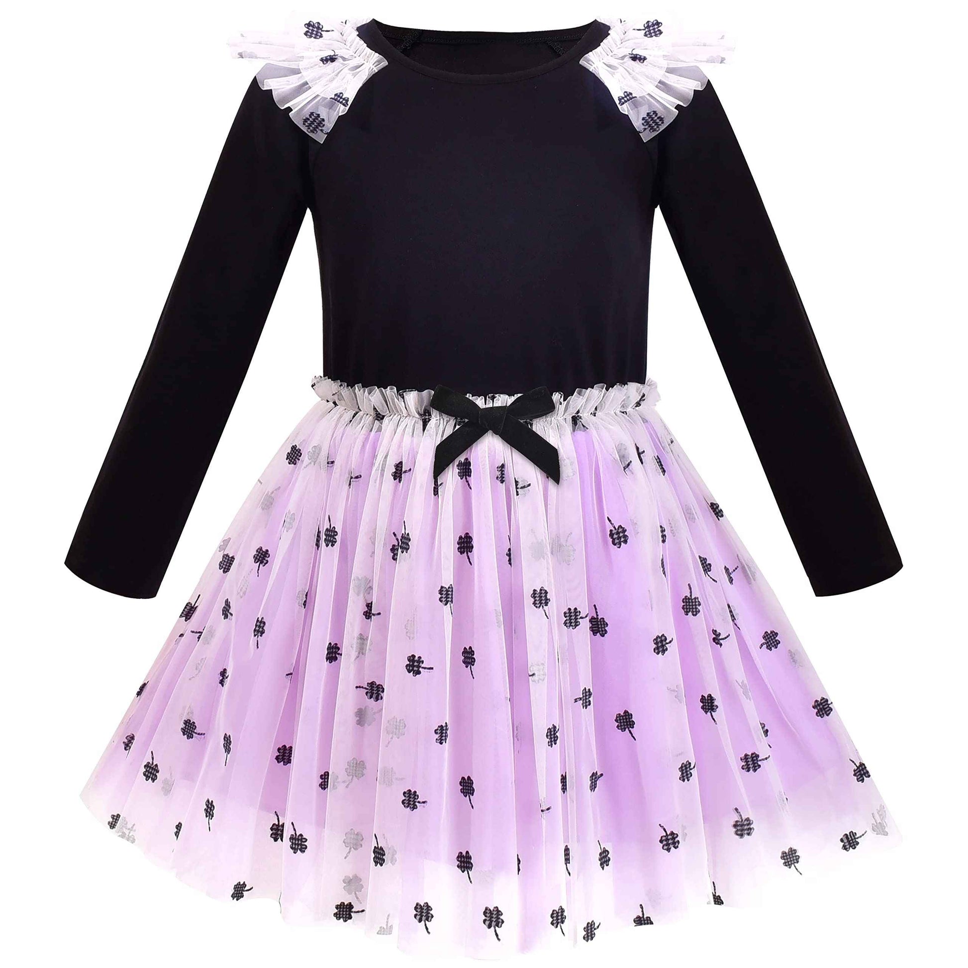 Girls' Long-Sleeve Tutu Skirt Tie Party Size 110–146