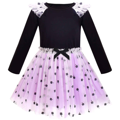 Girls' Long-Sleeve Tutu Skirt Tie Party Size 110–146