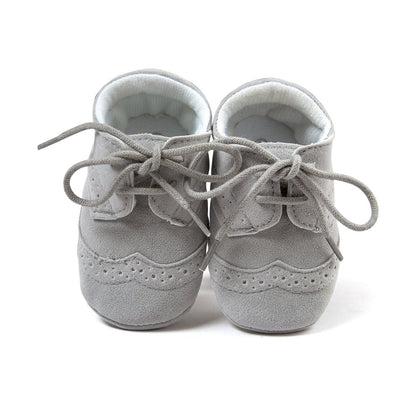 ESTAMICO Babyschuhe für Jungen – PU Schnürsenkel Lauflernschuhe Kleinkind Sneaker Grau 6-12 Monate