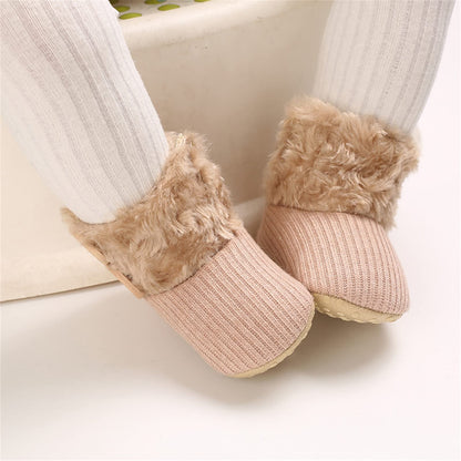 Newborn Warm Winter Booties, Organic Cotton Lining and Non-Slip Stripes, Booties, Sock Shoes for Winter with Soft Sole, Crawling Shoes, Size 0 - 18 Months, Baby Boys and Girls, Prewalker and Toddler Shoes