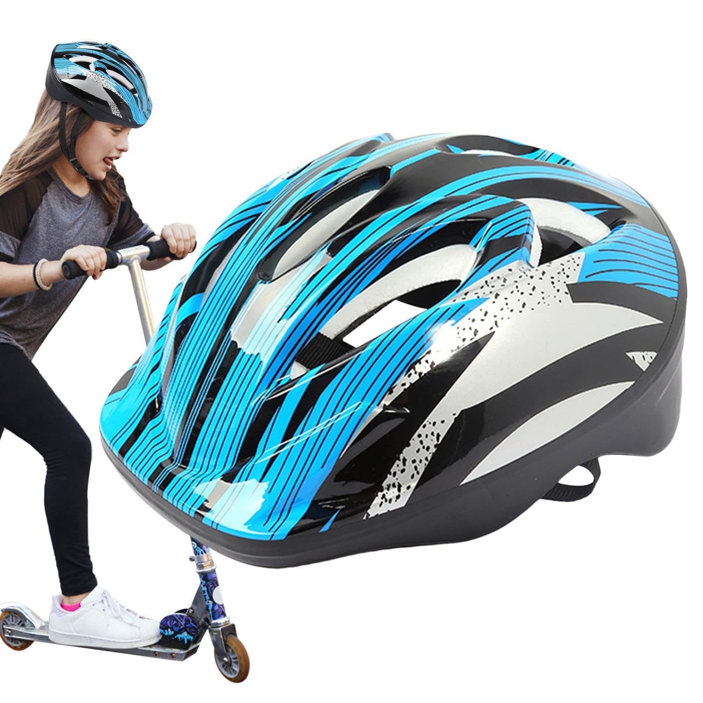 Kinderhelm, Fahrradhelm, Alter 3–13 Jahre, verstellbarer Fahrradhelm für Jungen, Mädchen und Kleinkinder, Kinder-Fahrradhelm und Polster-Set für Jungen und Mädchen, komplettes Sicherheitsset für