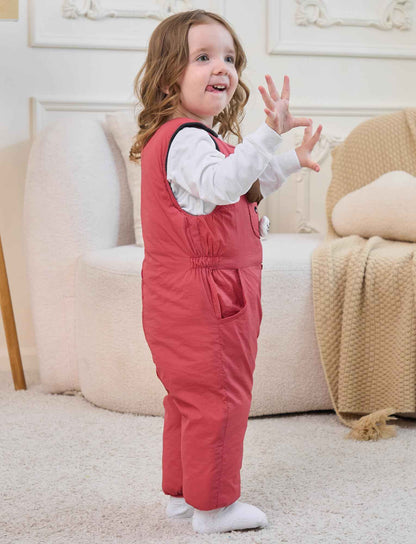 FEOYA Baby snowsuit winter stitch girls winter jacket fleece cute. Children's clothing sleeveless fashion boys romper lined round neck collar warm with zip black 9 months - 4 years