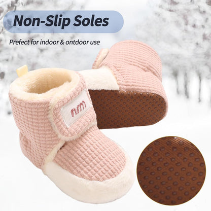 Baby Winter Shoes Warm Baby Shoes Winter Non-Slip Adjustable Newborn Snow Shoes First Walking Shoes Lined Thermal Fleece Crawling Shoes Slippers Winter Boots 0-18 Months 
