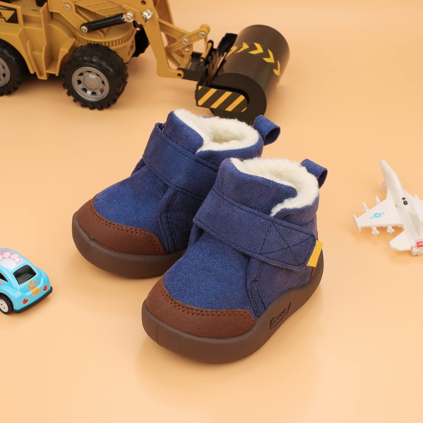 MASOCIO Winter Shoes Baby Boots Boys Girls Baby Shoes Winter Plush Flat Rubber Non-Slip Size 18-23 EU