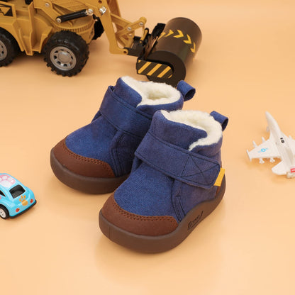 MASOCIO Winter Shoes Baby Boots Boys Girls Baby Shoes Winter Plush Flat Rubber Non-Slip Size 18-23 EU