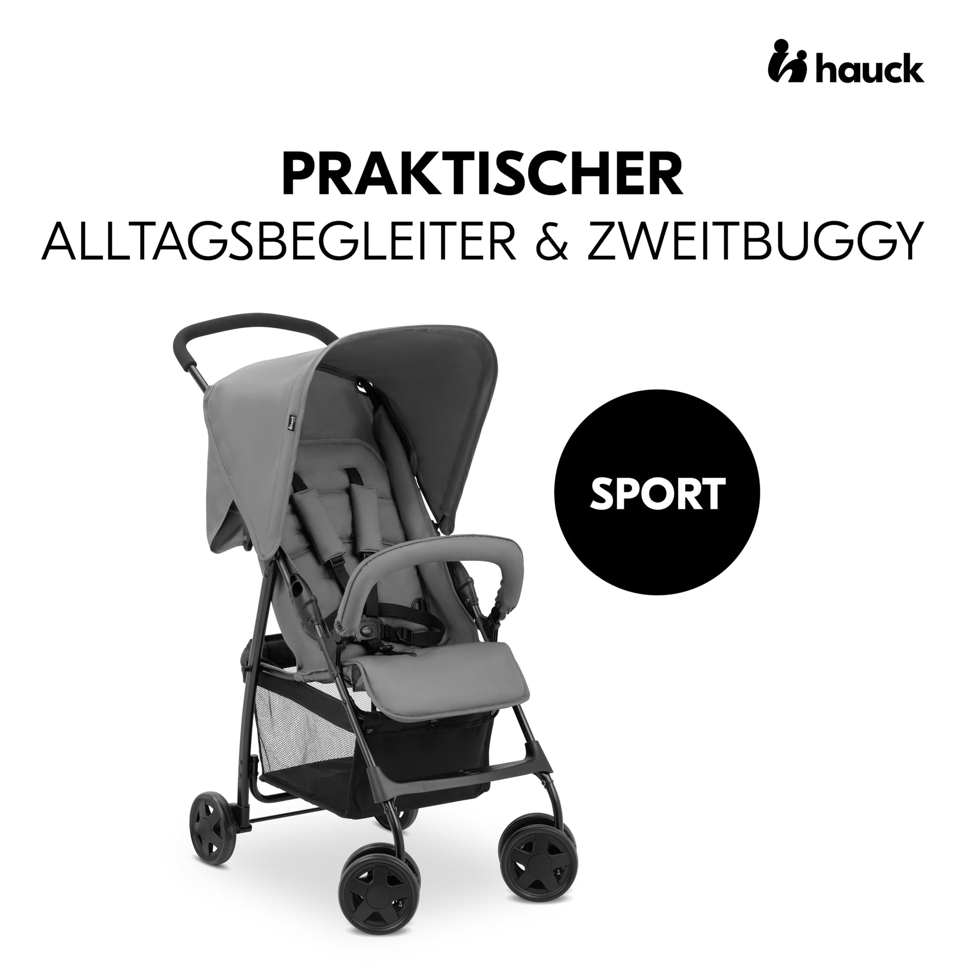 Hauck Lightweight Stroller up to 18 kg with reclining function from birth, small foldaway, sun canopy, large basket - Meloni2