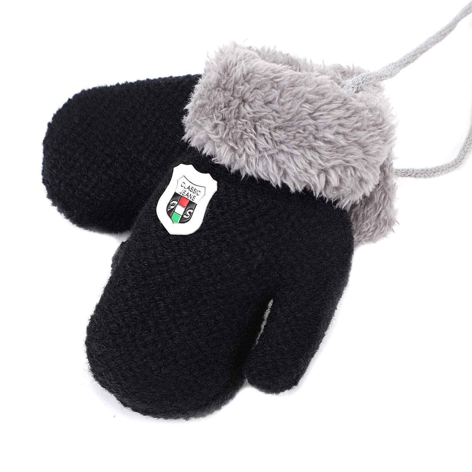 AVJERA 1-3 Jahre Baby Winter Handschuhe Kinder Gestrickte Fäustlinge Warm Verdickte Kinderhandsche Fausthandschuh mit Schnur Outdoor Weich Winterhandschuhe Skihandschuhe Handwärmer für Jungen Mädchen