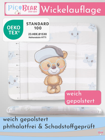 pic Bear Wickelauflage - hochwertige OEKO-TEX Wickeltischauflage - pflegeleichte Wickelunterlage - Auflage Wickelkommode - 85 x 72 cm - Sealife