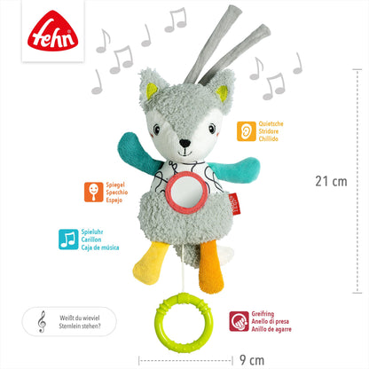 Fehn Mini-Spieluhr Otter – Kuscheltier & Einschlafhilfe: Aufzieh-Spieluhr mit sanfter Melodie Brahms Wiegenlied beruhigt in jeder Situation – für Babys und Kleinkinder ab 0+ Monaten