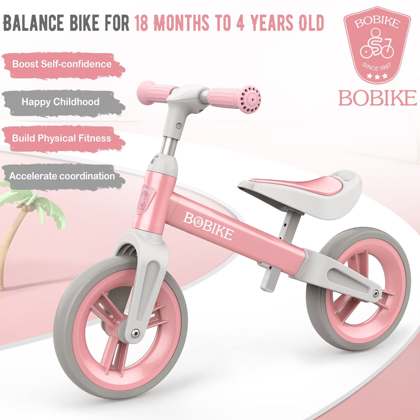 MHCYLION Laufrad ab 1.5-4 Jahre bis zu 25 kg, Lenkrad und Sattel höhenverstellbar, Lenkradschloss, Ultraleicht Kinderlaufrad Balance Fahrrad für Jungen Mädchen - Meloni2