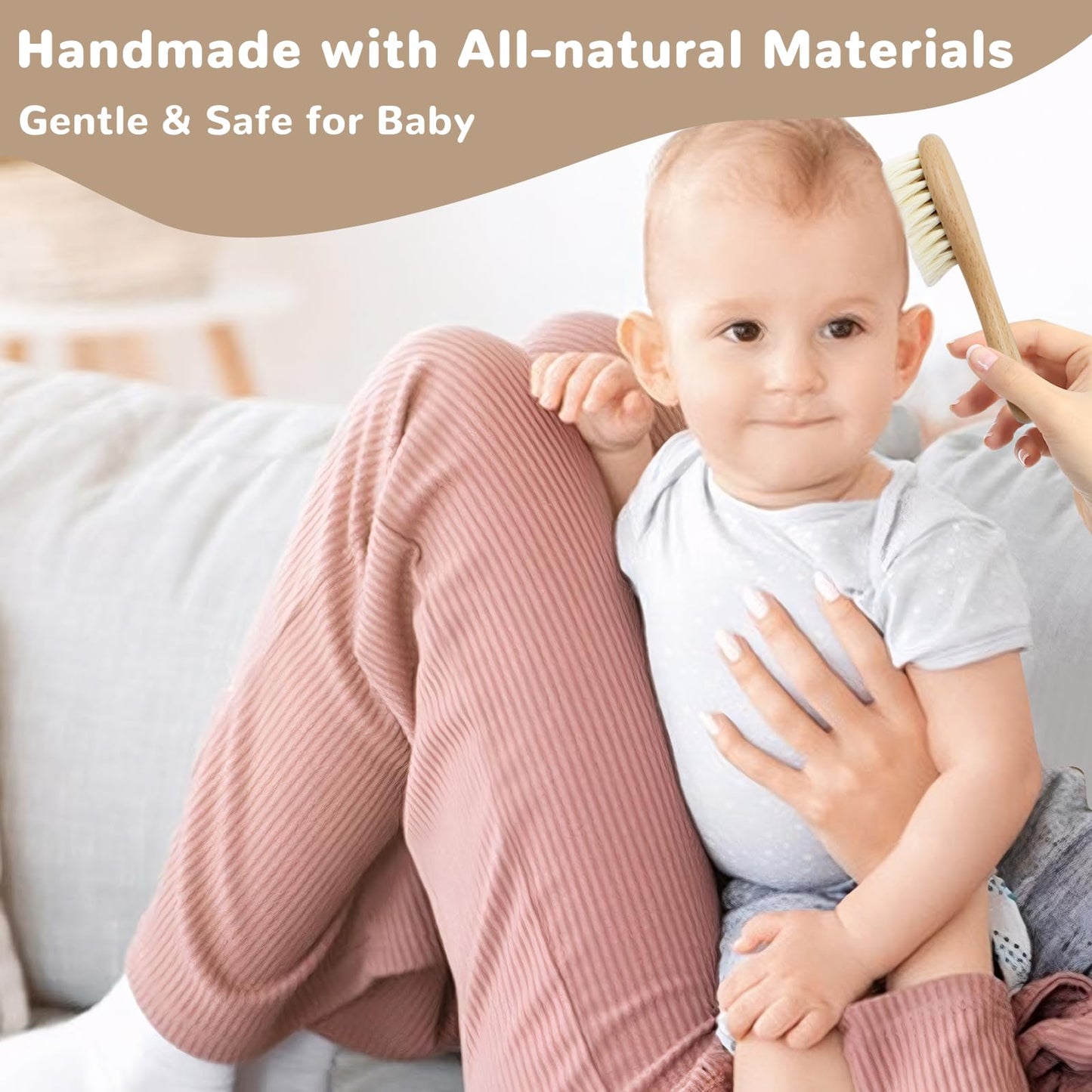 YTACREA Schmusetuch Baby, Baby Geschenk Mädchen Junge Personalisierte Geschenk Neugeborenen mit Schmusetuch, Lätzchen, Turban, Meilensteinkarten, Bürsten und Socken, Khaki