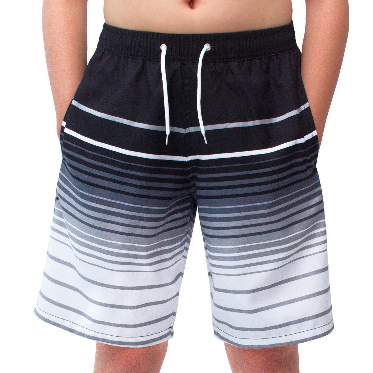 MEILONGER Boys' Swim Shorts Quick-drying Boardshorts with Mesh Lining Pockets and Adjustable Drawstring 