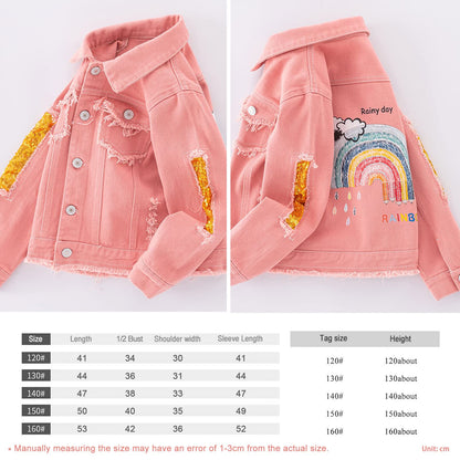 Amur Leopard Kids Girls Denim Jacket Cotton Denim Jacket Cute Children Spring Autumn Jacket 