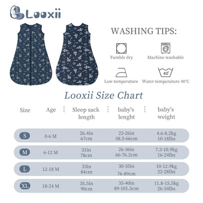 Looxii Baby Winter Sleeping Bag, Cotton, 2.5 Tog, Warm Winter Sleeping Bag, Soft Baby Sleeping Bag, Newborn in 6-12 Months, Perfect for Autumn, Winter