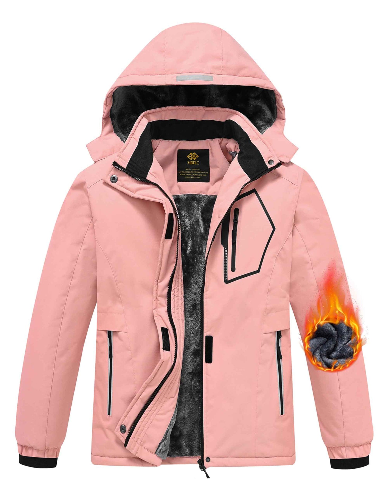 MoFiz Girls' Winter Jacket, Ski Jacket, Children's Softshell Jacket, Fleece Lining, Windproof, Outdoor Jacket with Hood