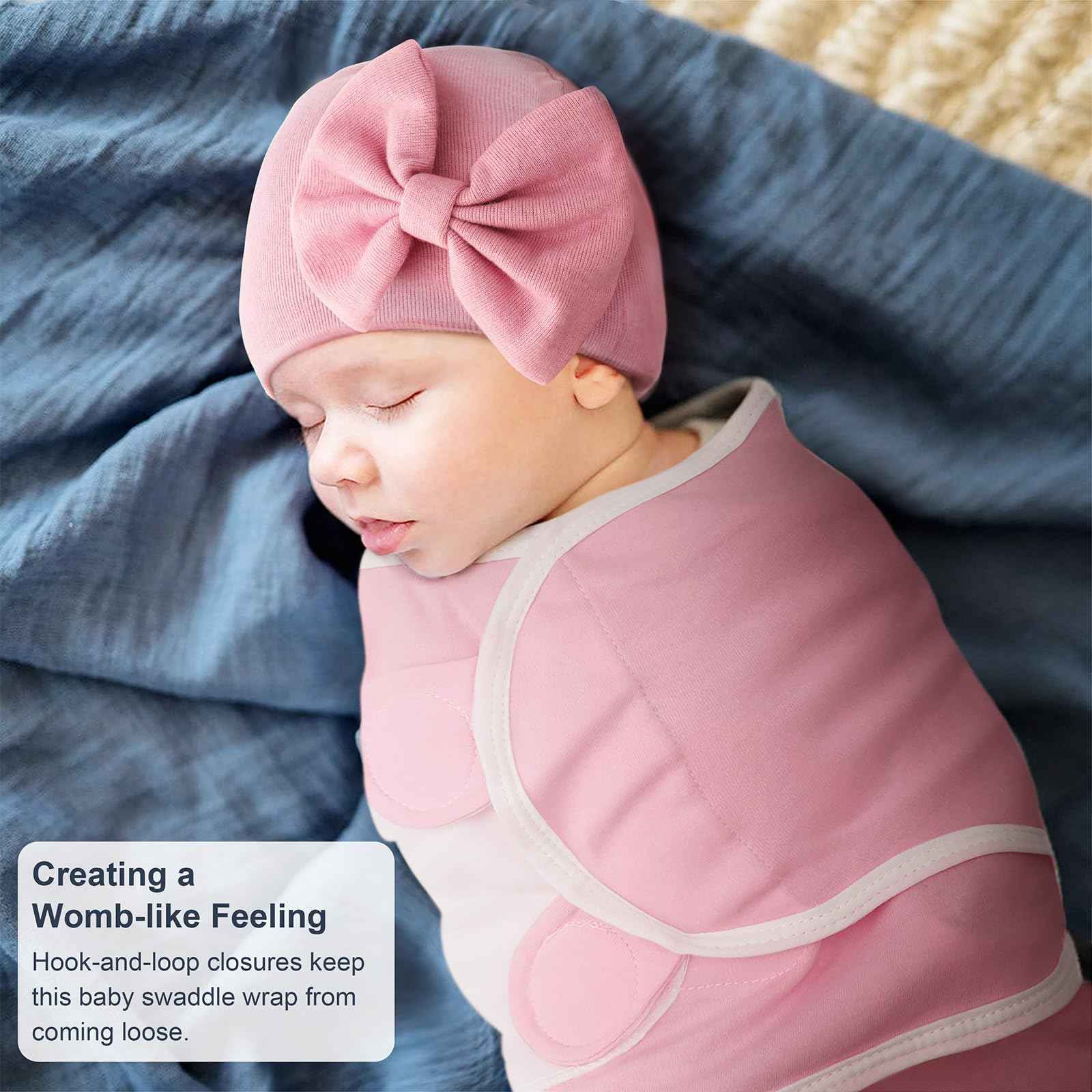 DRESHOW Neugeborene Swaddle Decke Hut Set Baby Gedruckt Swaddles Säugling Einstellbar Schlafsack für 0-3 Monate Mädchen Jungen