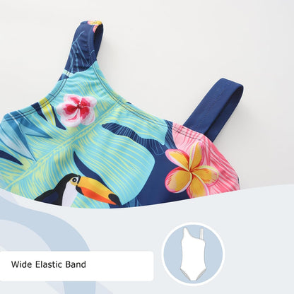 Swimsuit Girls Children One-Piece Swimwear Girls Teenagers Hawaii Elastic Wide Straps Swimsuit 110-164 / 6-16 Years