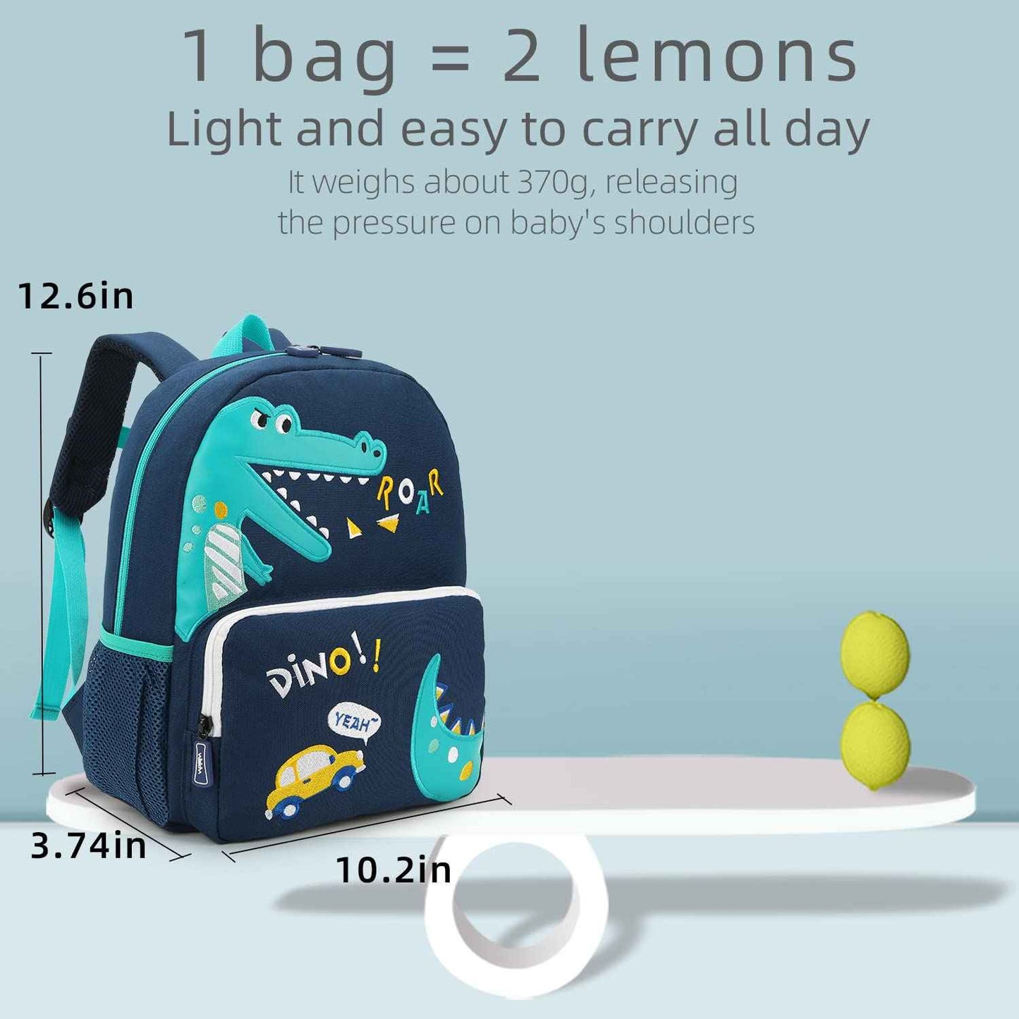 willikiva Car Dinosaur Toddler Kids Backpack for Boys and Girls Kids Waterproof Preschool Bag