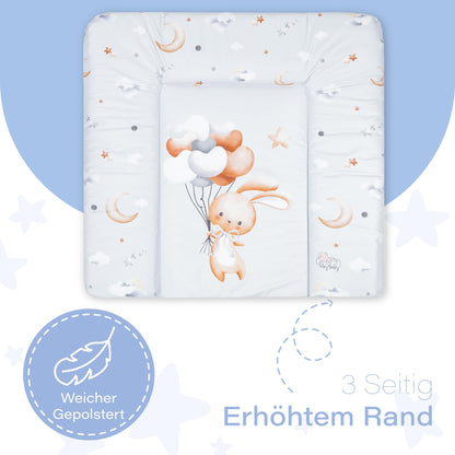 Wickelauflage Wickelunterlage abwaschbar und wasserdicht 75x72 cm - Wickelmatte zum Auflegen auf Wickeltisch Wickelaufsatz Wickelkommode oder Waschmaschine changing mat 75 x 72 Safari Motiv