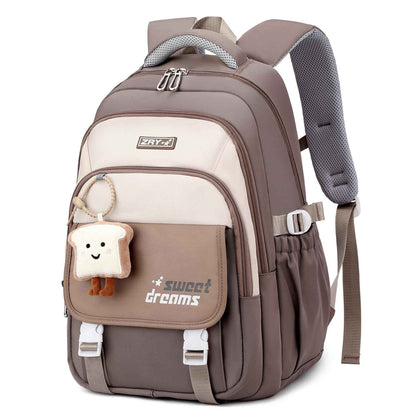 School Backpack Teenager - 36L School Bag for Girls from 5th Grade, Large Backpack for Middle and High School, Casual Children's Backpack with Cute Pendant and Trolley Strap, black, Rucksack