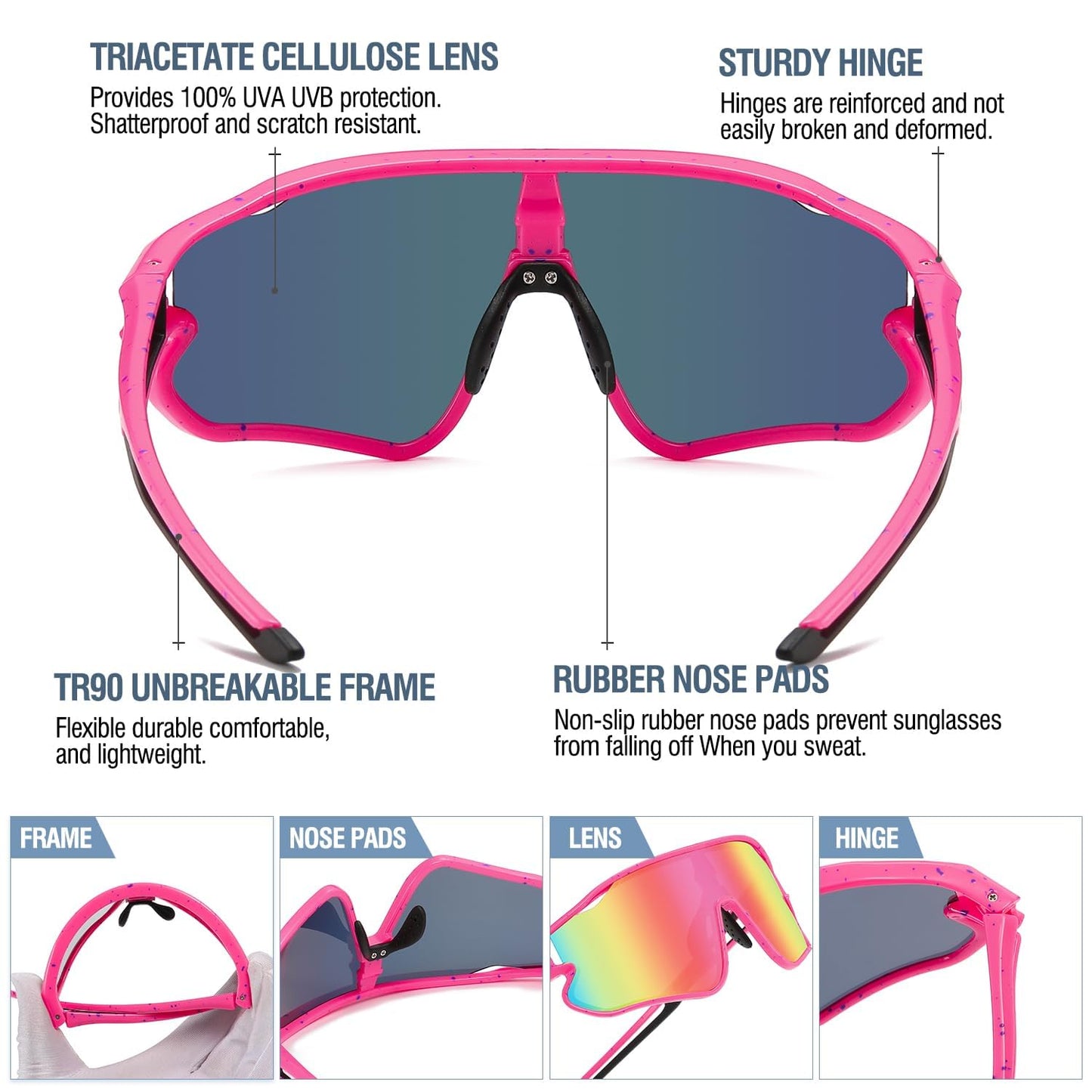 DUCO DK268 Children's Sunglasses Youth Baseball Sunglasses Lightweight TR90 Frame UV400 Sports Cycling Sunglasses for Boys Girls