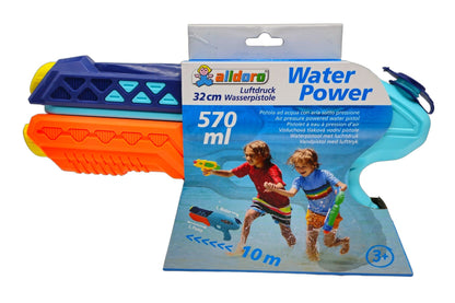 alldoro 60103 Water Power Wasserpistole ca. 27 cm, Reichweite bis zu 8 Meter, Wasserkanone mit 240 ml Wassertank, für Kinder ab 3 Jahren