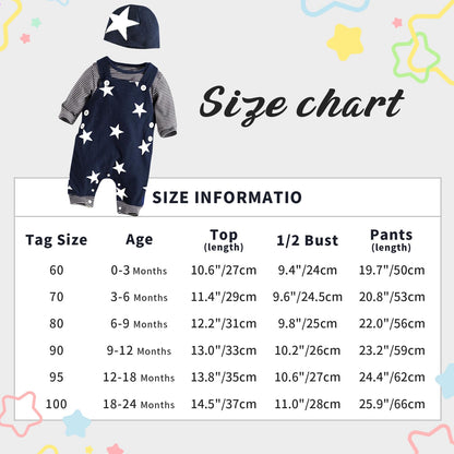 SFreeBo Baby Boys Clothing 3 Pieces Winter Baby Clothing Outfit Set Long Sleeve Cotton Striped Newborn Baby Clothing Boys 3-18 Months
