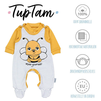 TupTam Baby Unisex Strampler Set mit bedrucktem Spruch, 2er-Pack