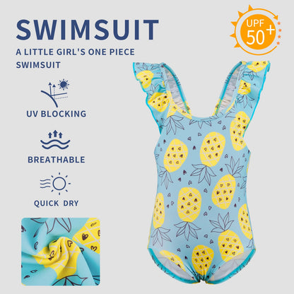 TIZAX Badeanzug für Mädchen Einteiliger Schwimmanzug Kleinkind Niedliche Rüschen Bademode Schnell trocknende Sommerferien Bikini für Kinder 2~7 Jahre