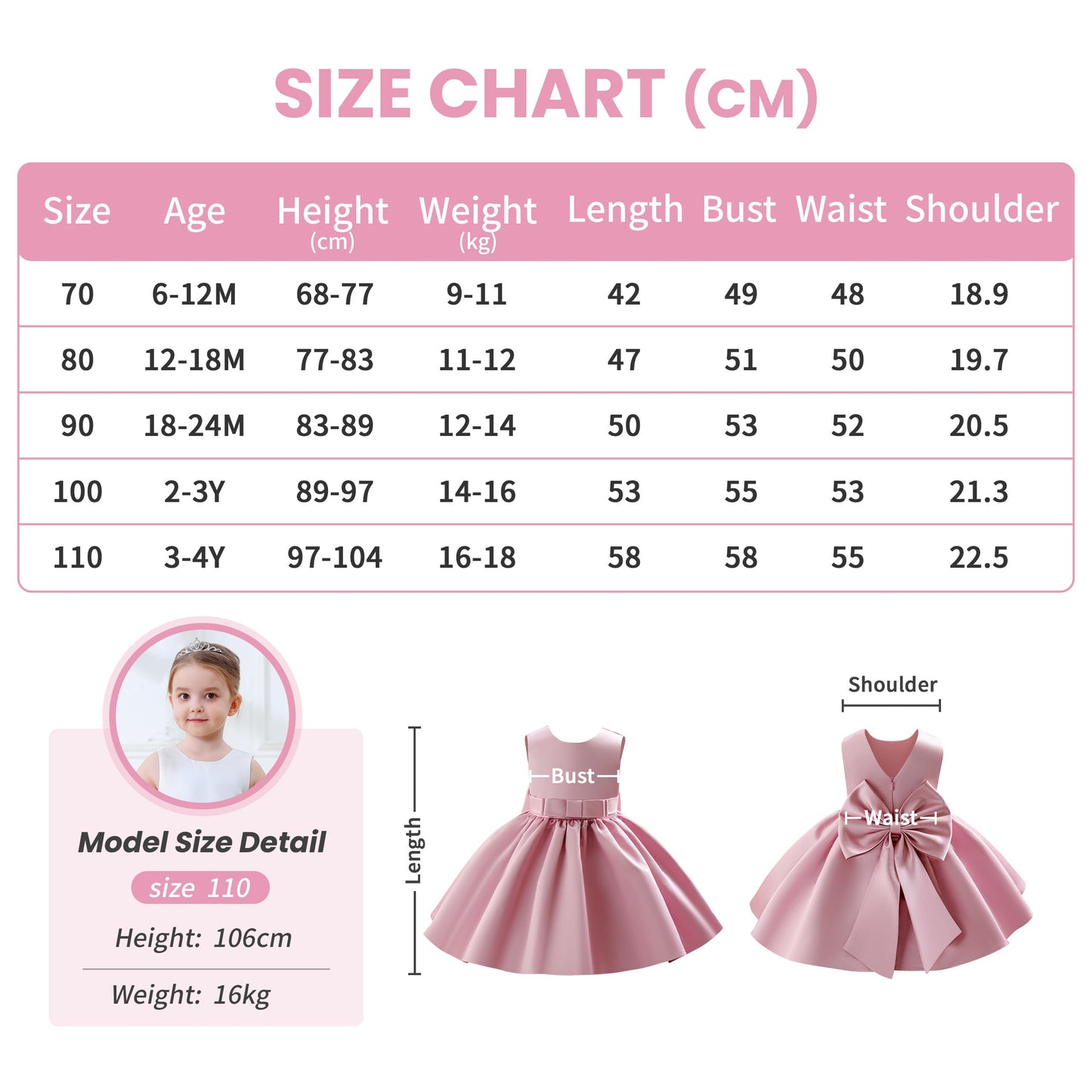 Baby Mädchen Kleid Satin Bowknot A-Linie Taufe Kleid Ärmellos Kleinkind Prinzessin Geburtstag Kleider Kinder Hochzeit Blumenmädchen Kleid Festliche Party Kleid