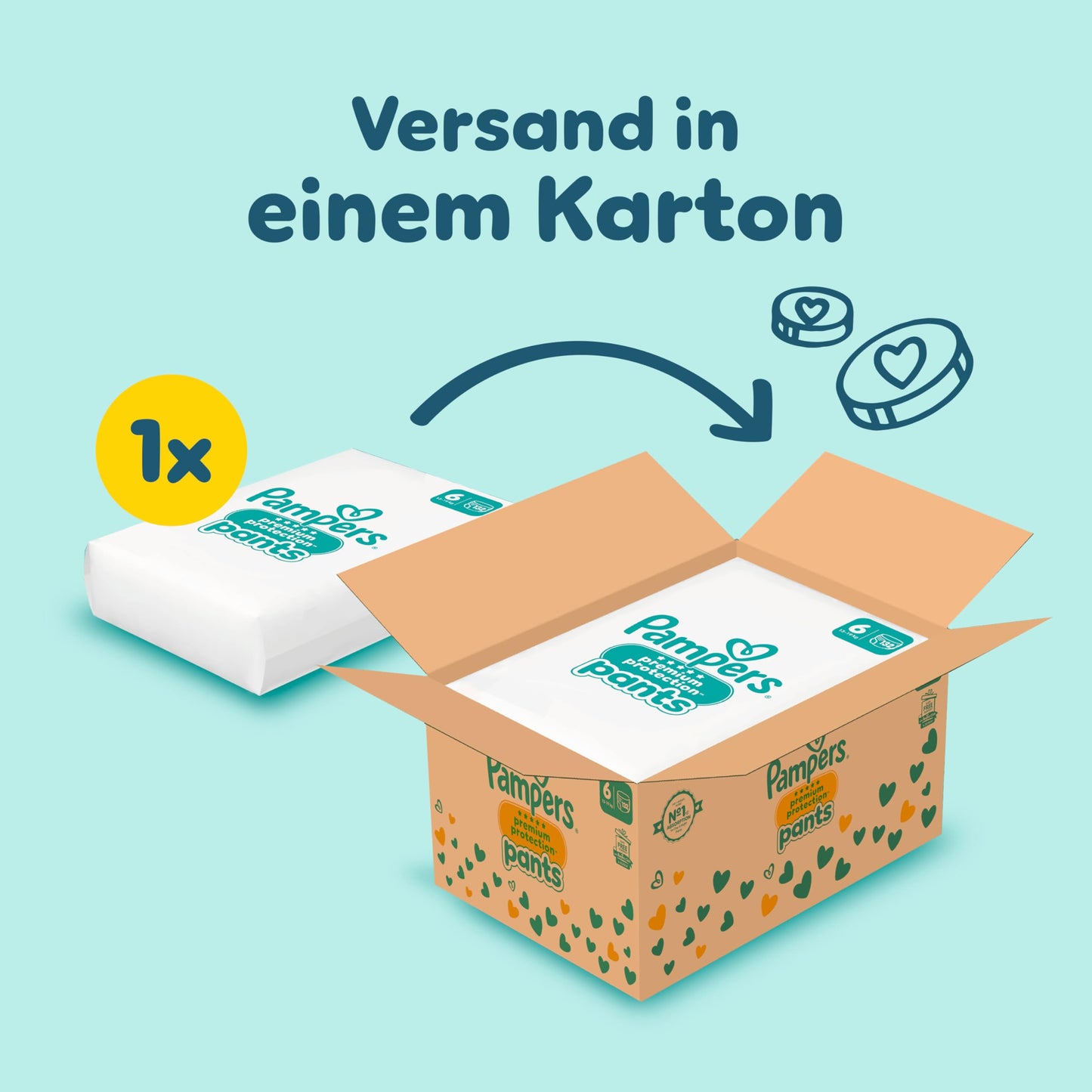 Pampers Premium Protection Pants Größe 4, 168 Windeln, 9kg-15kg, Mit 360° Passform und 2x breiteren Bündchen als vorher für unseren besten Komfort & Schutz